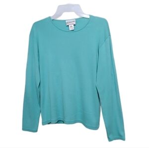 Pendleton Blue Crew Neck Long Sleeve Basic Shirt Top Women's Size Medium M